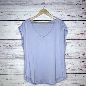 Lululemon Sweat Times Short Sleeve Size 10 Scrunch Shoulder Purple Stripe